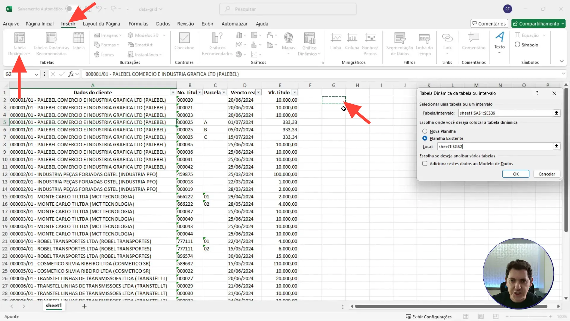 Criando uma tabela dinâmica no Excel