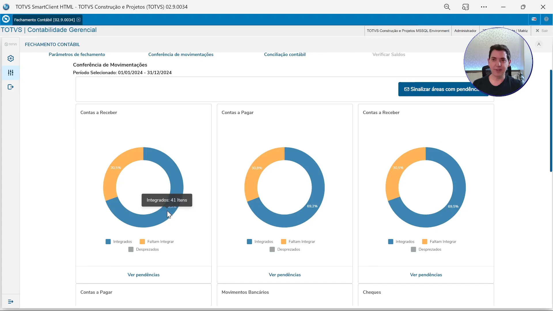 Tela de visualização de pendências