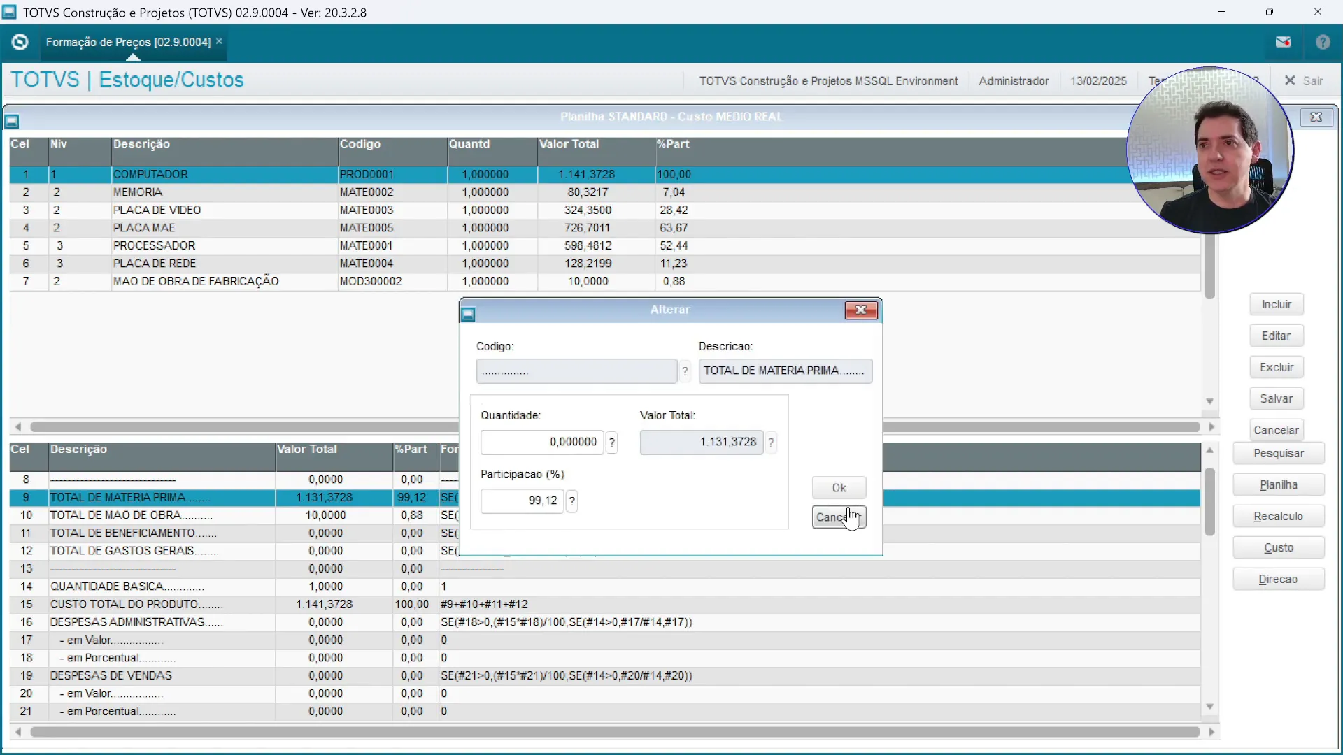 Exemplo de Fórmula C no Cálculo