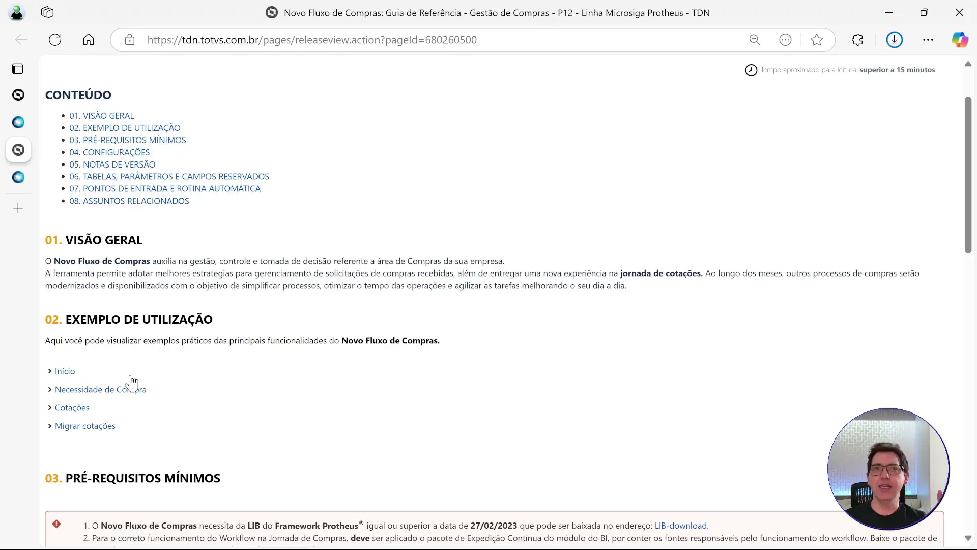 Exemplo de utilização da documentação do novo fluxo