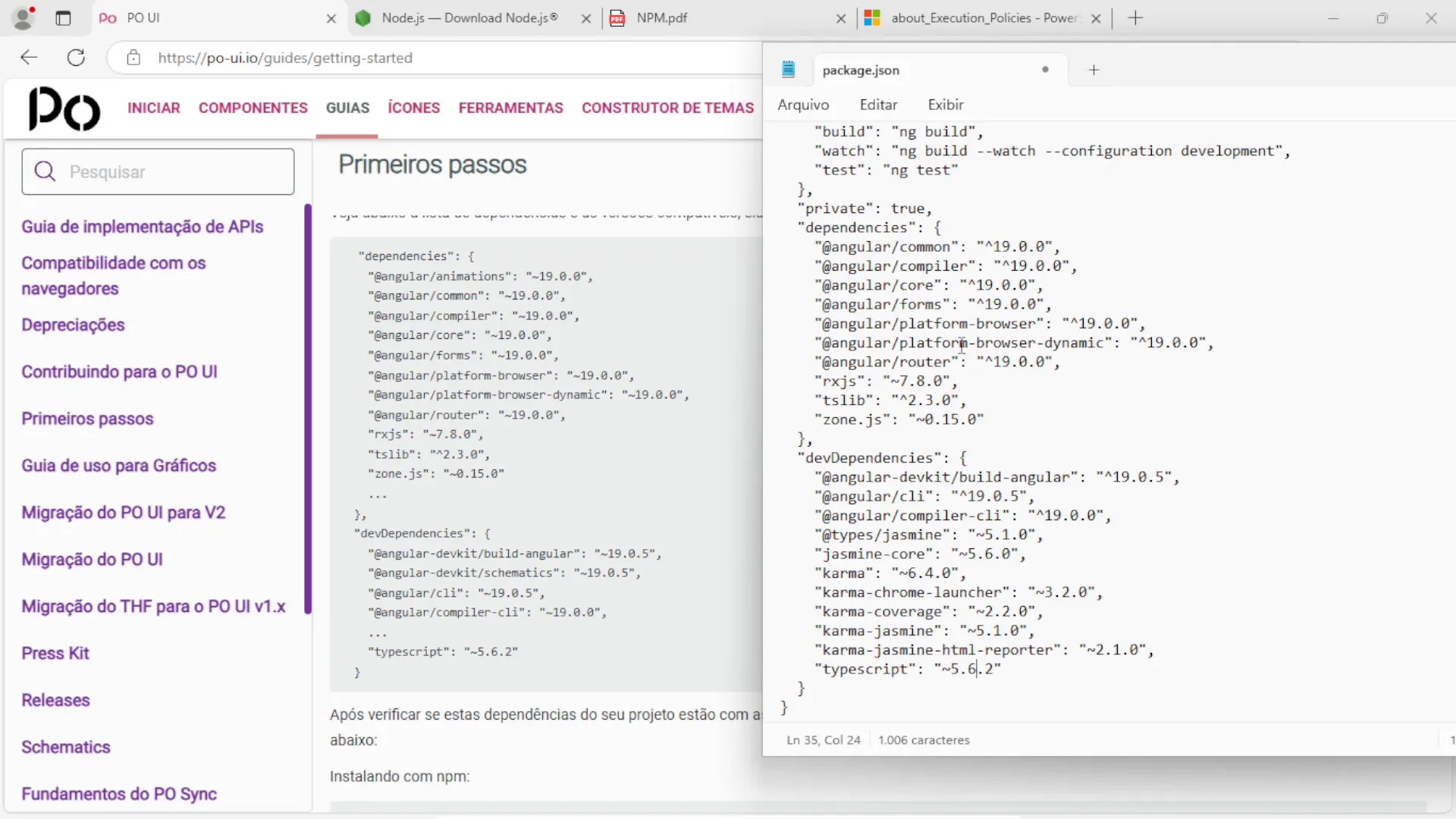 Criando um novo projeto Angular