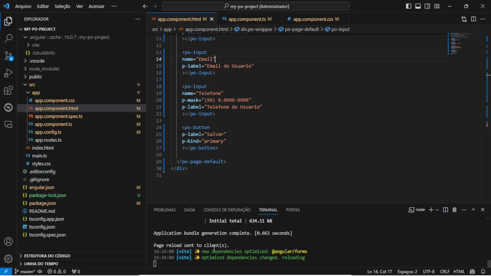 Criando campos de entrada