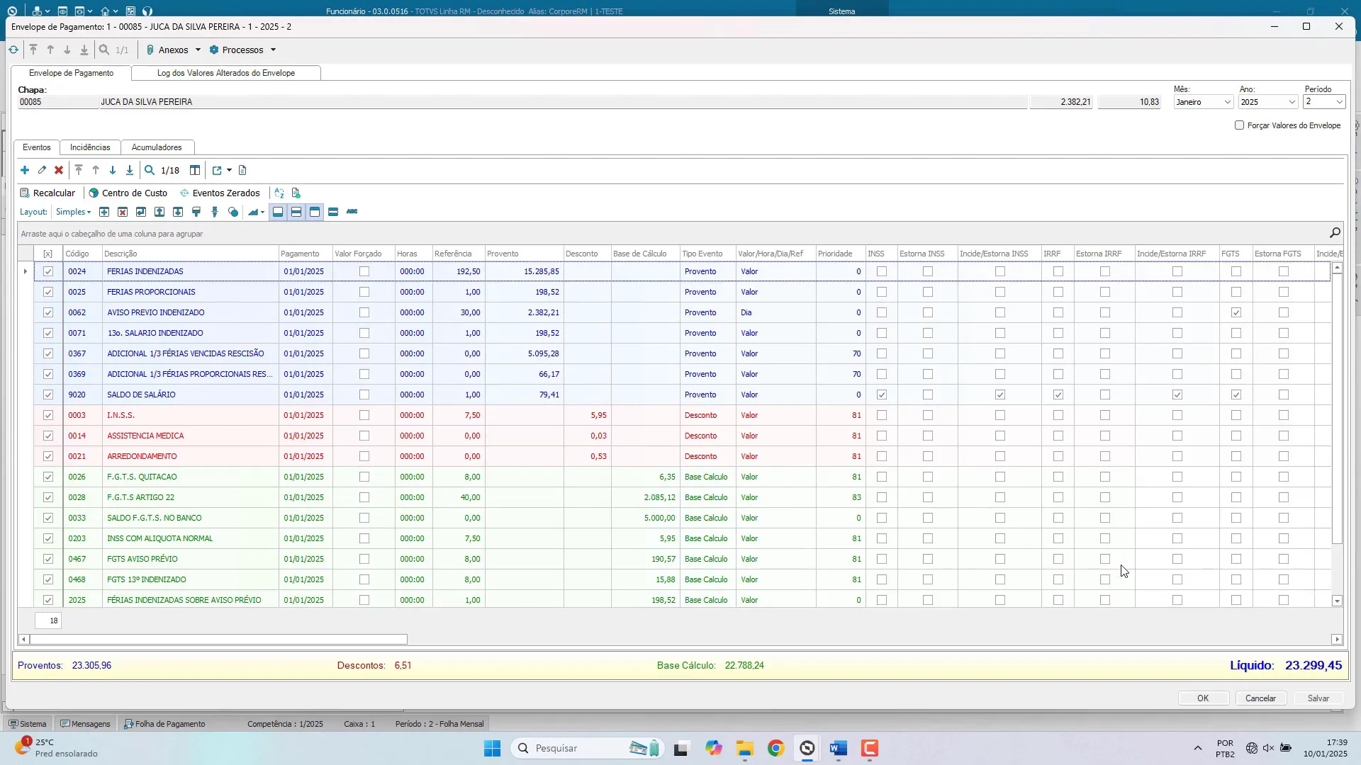 Alteração do salário do funcionário no sistema TOTVS RM