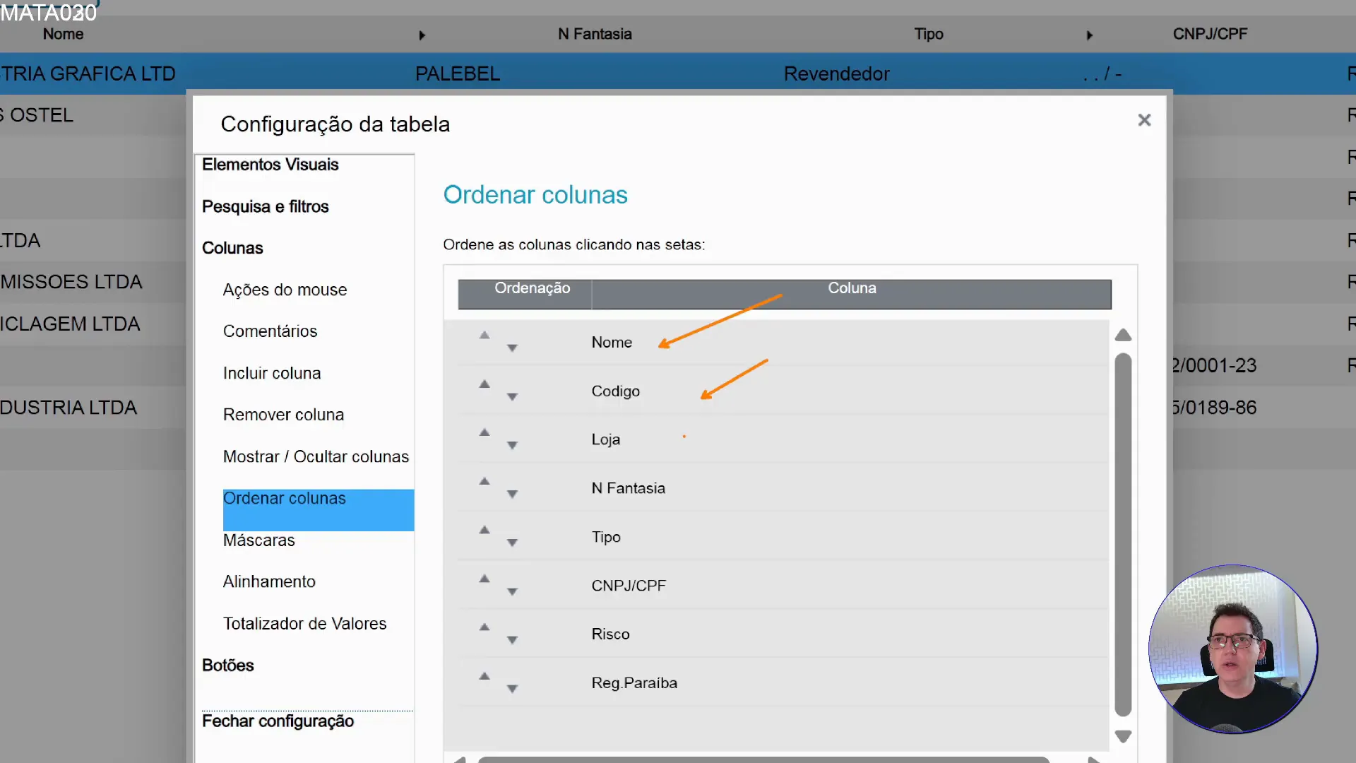 Configuração para ordenar colunas no grid do TOTVS Protheus