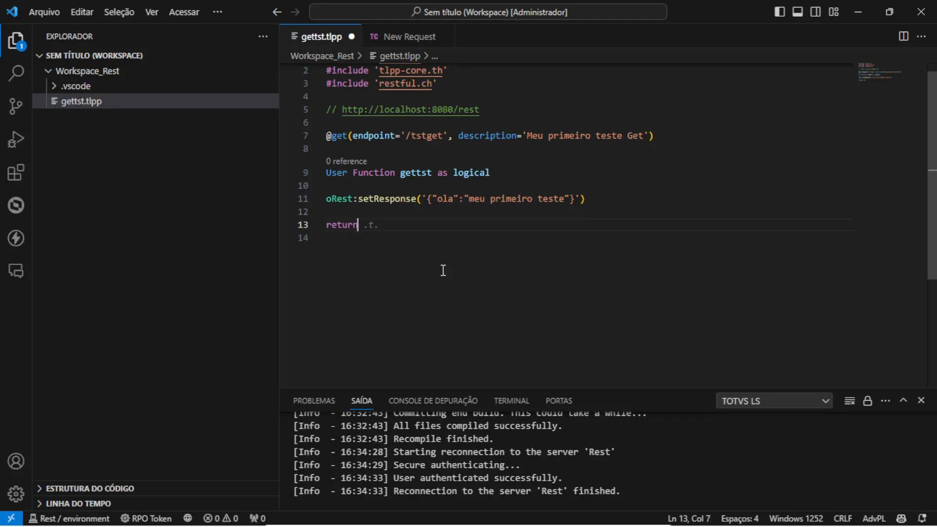 Exemplo de código TL++ para serviço REST GET
