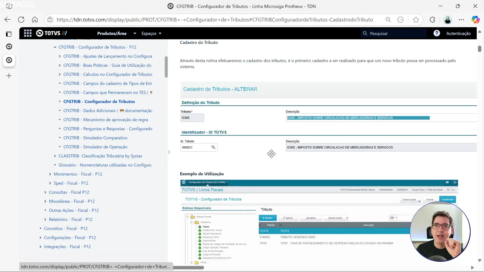 Documentação extensa do Configurador de Tributos da TOTVS