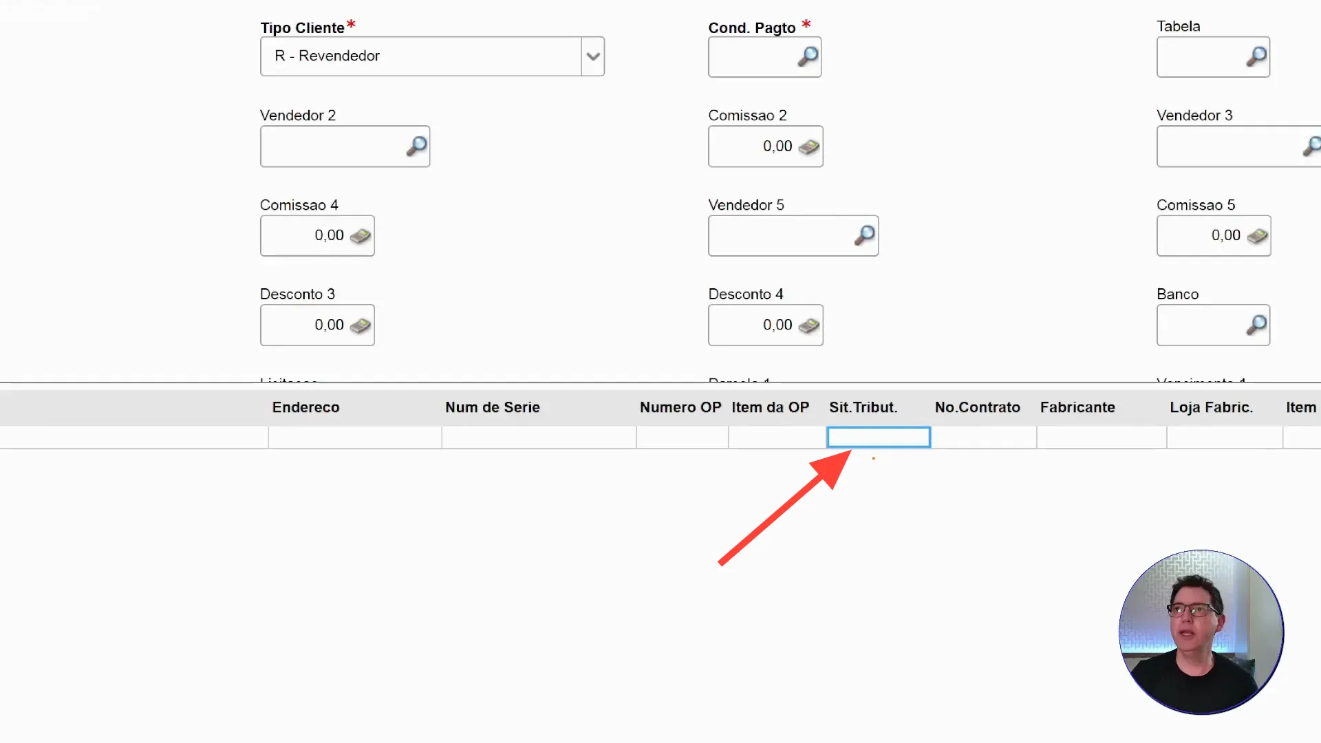 Campo Sit. Tribut no pedido de venda do sistema de ERP TOTVS Protheus