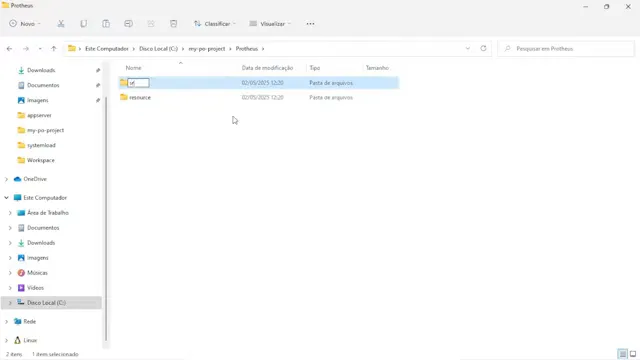 Estrutura de pastas proteus/resource e proteus/src