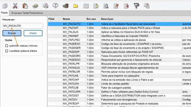 Tela que mostra o parâmetro MV_FACAUTO para automatizar o processo de vincular produtos, clientes e fornecedores aos cadastros de perfis da rotina configurador de tributos no sistema de ERP TOTVS Protheus.