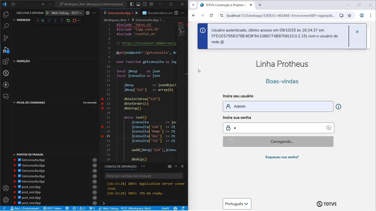 Avançando pelos breakpoints para liberar o sistema