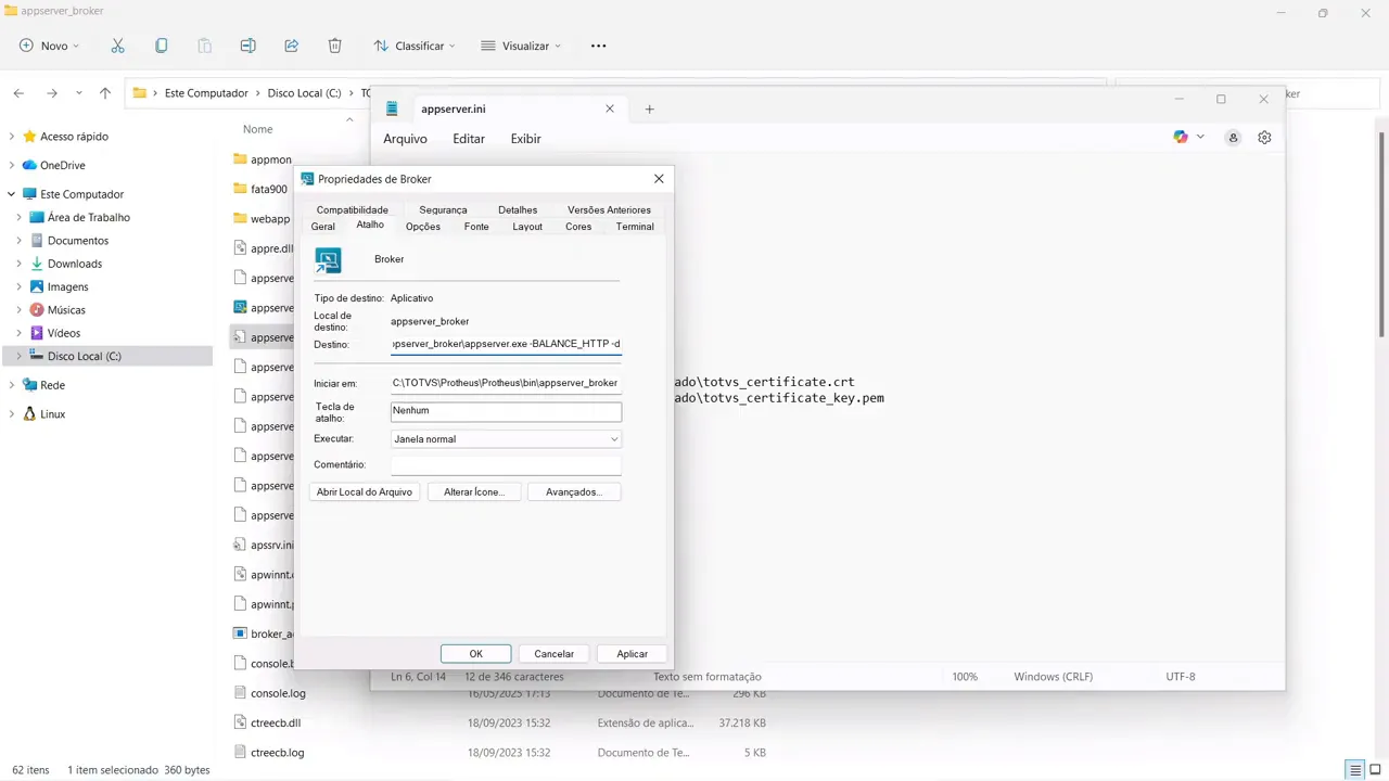 Menu de contexto com submenu 'Enviar para' e opção 'Área de trabalho (criar atalho)' destacada por setas vermelhas