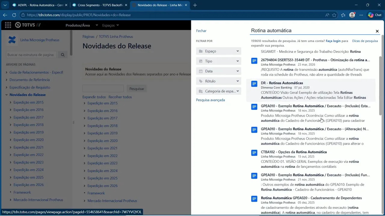 Página de resultados do Google para “Rotina automática CRMA980” com referências da TOTVS Backoffice